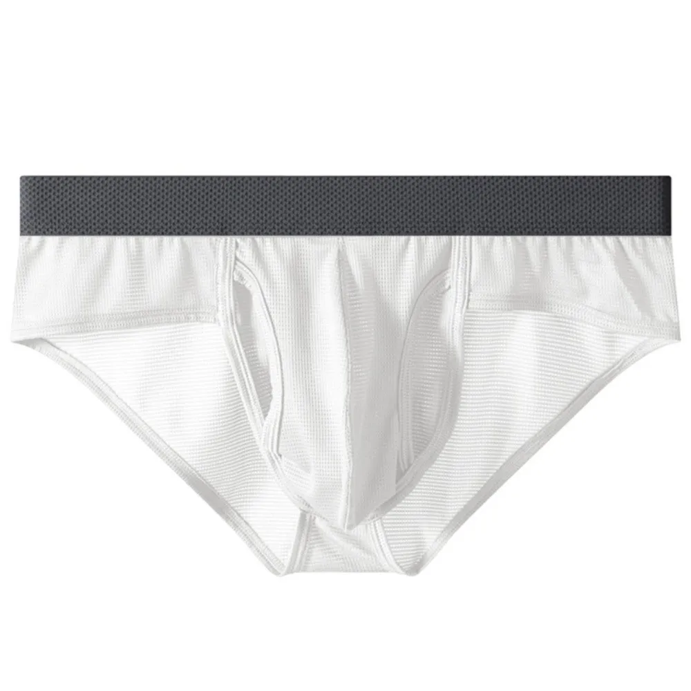 Thin Underpants Summer Thin Briefs Men Splicing Side Opening Men Ice Silk Panties Lingerie Quick Dry Seamless Underwear Daily