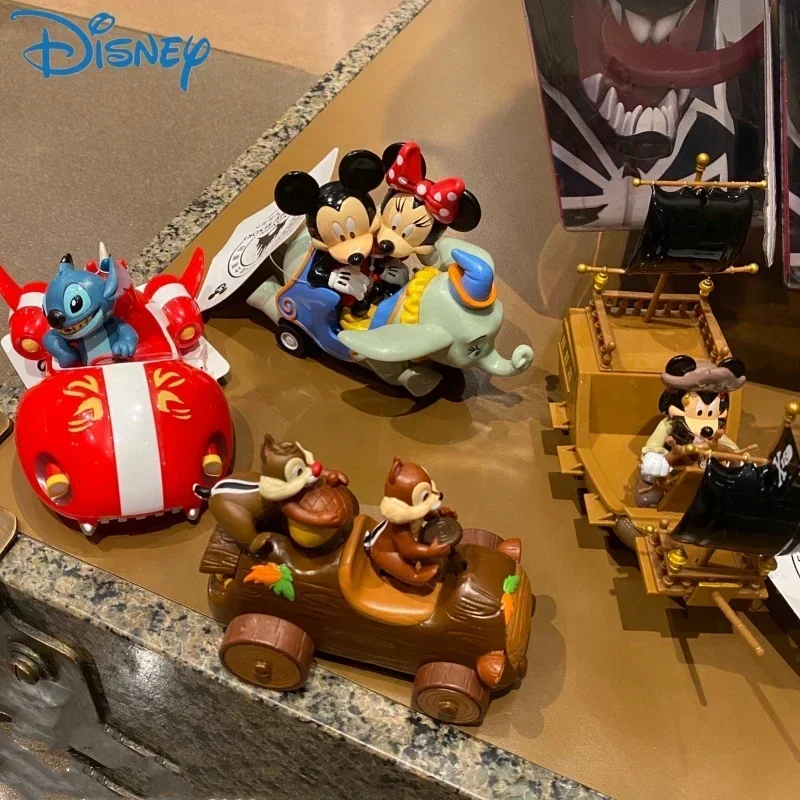 Disney Original Racing Sliding Toy Car Mickey Minnie Dumbo Stitch Anime Figure Model Dolls Kawaii Children Puzzle Surprise Gift