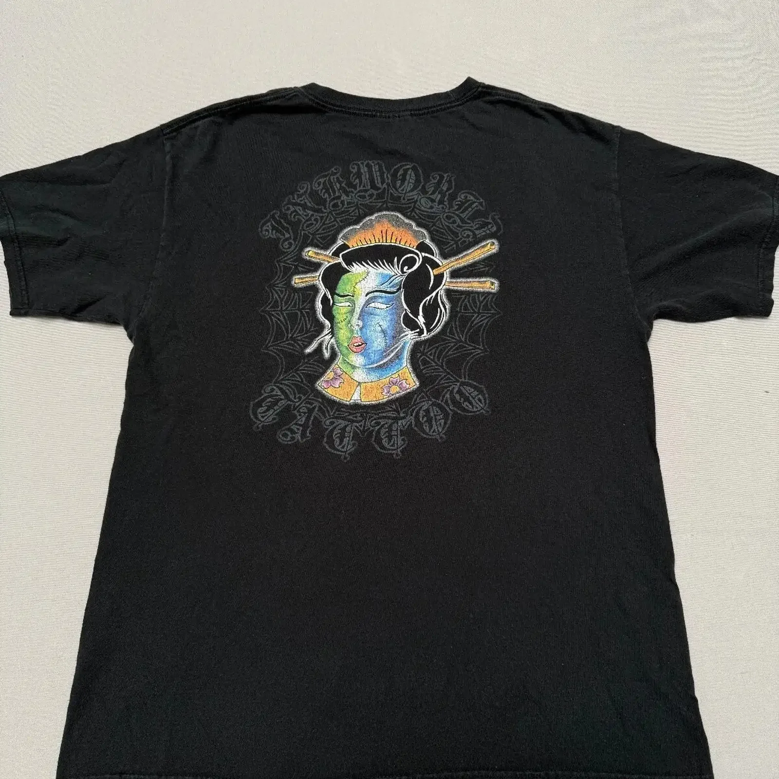 Vintage Geisha Tattoo T shirt Ink World 2 Sided L vintage Washed fashion Soft Comfortable Stretched designer clothes Versatile