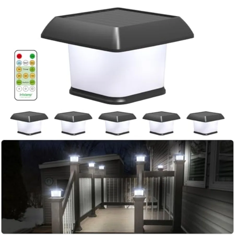 

Солнечные светильники для столбов, уличные, водонепроницаемые, 6 штук, для ограждений и террас, светодиодные, для деревянных и виниловых конструкций 3x3, 4x4, 5x5, 6x6, с пультом ДУ, D