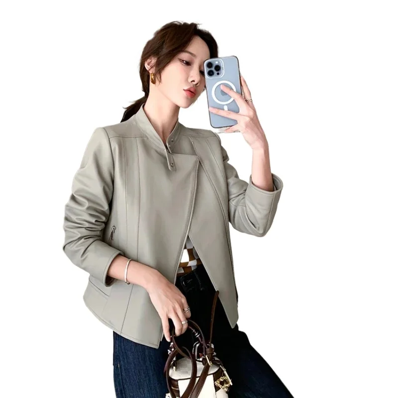Real Leather Jacket Women 22 Spring Autumn New Fashion Women's Elegant Sheepskin Outfits Casual Slim Jacket Short Mujer Chaqueta