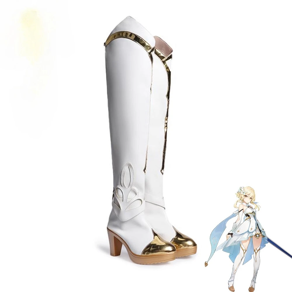 Fulujiacos Genshin Impact Lumine Cosplay Boots Comic Anime Halloween Party Game Cosplay Shoes Prop