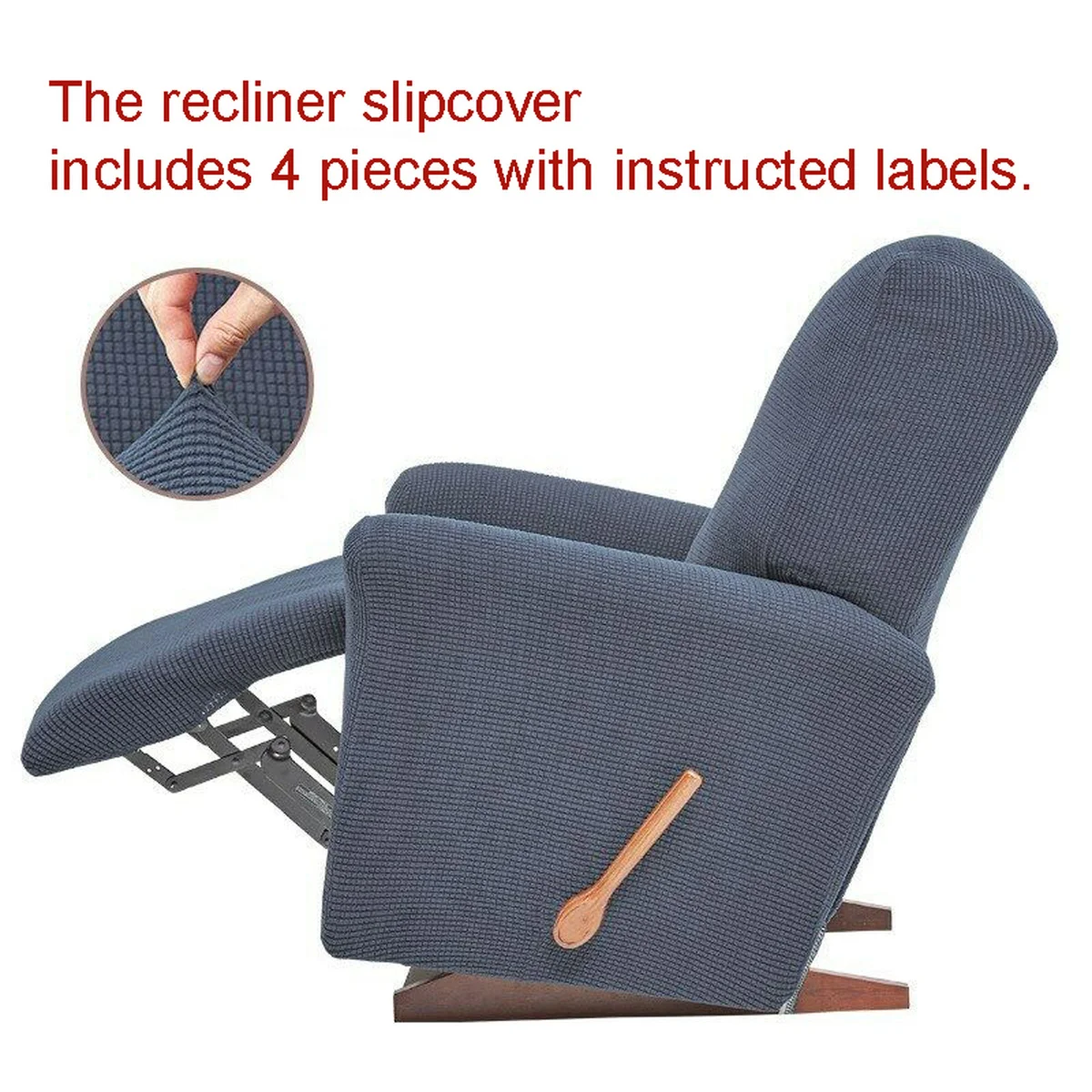 Thickened Polar Fleece Recliner Sofa 4-piece Set Knitted Jacquard Machine Washable Home Living Room Fabric Sofa Protective Cover