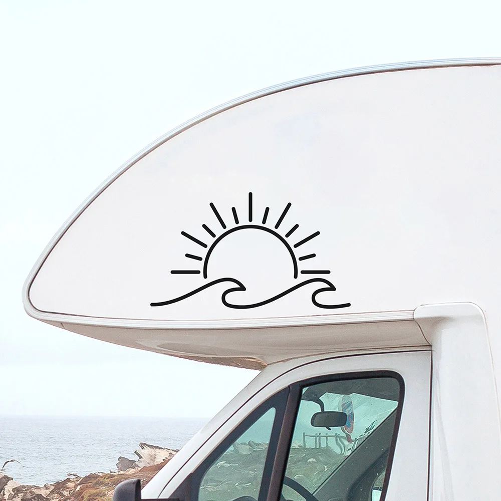 Sun And Wave Design Car Styling Stickers Camper Vans Motohome Decor Vinyl Traval Decals Windows Bumper Decoration view 5