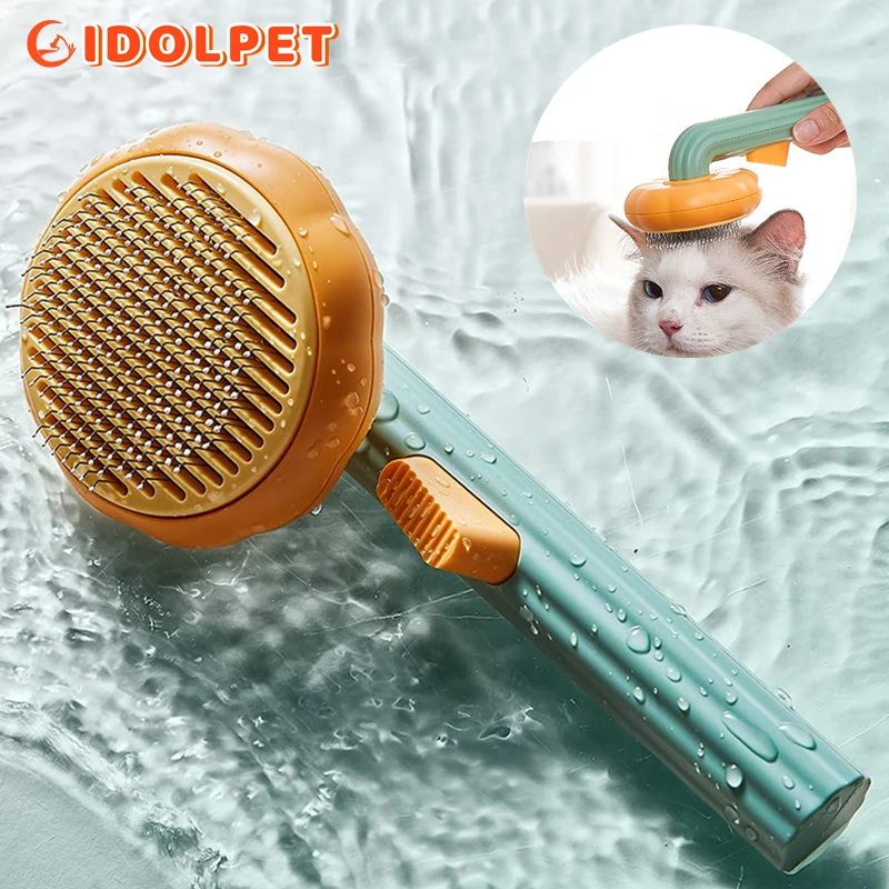 Pumpkin Pet Brush, Self Cleaning Slicker Brush for Shedding Dog Cat Grooming Comb Removes Loose Underlayers and Tangled Hair,