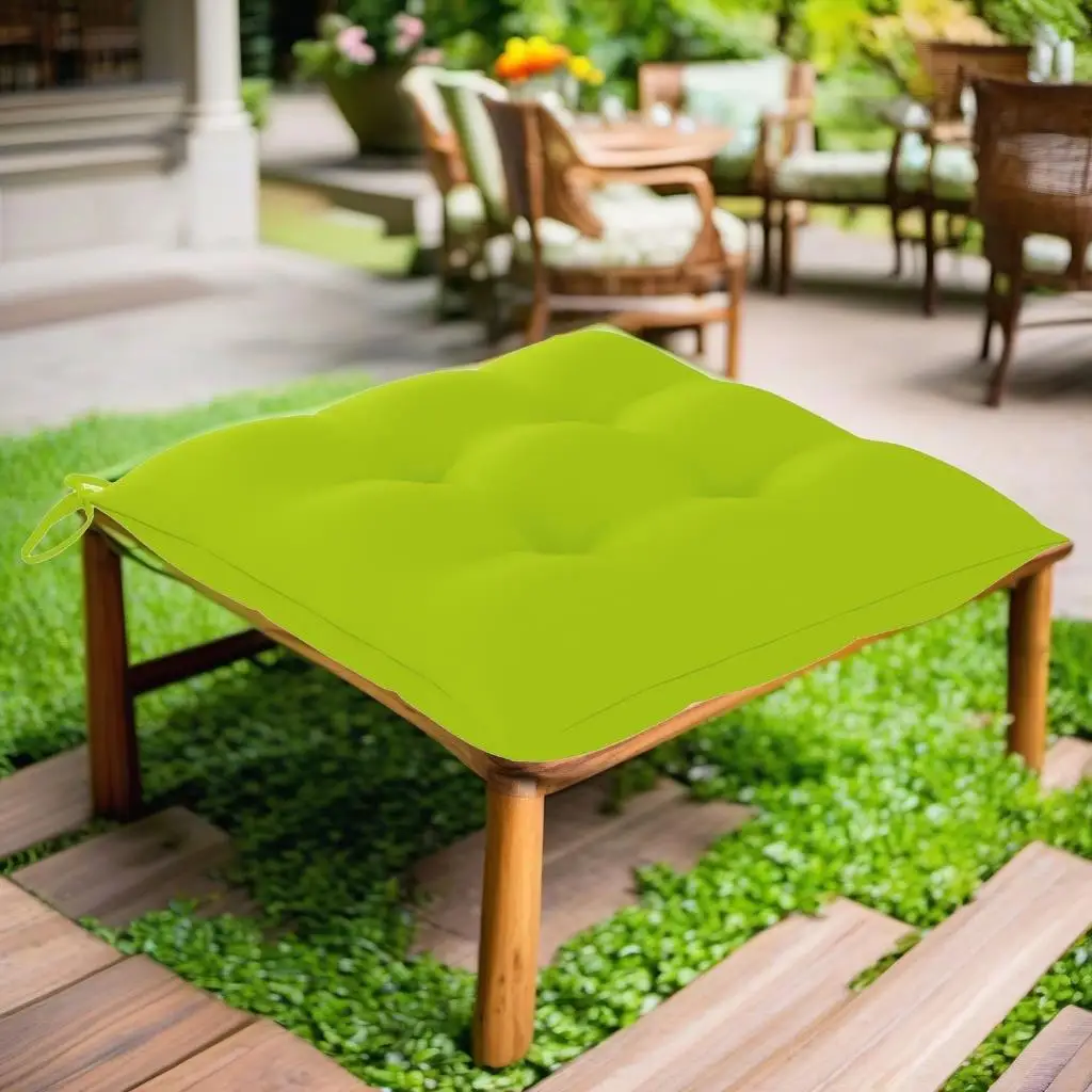

4-Piece Patio Chairs Set with Bright Green Cushions - Durable Solid Teak Wood Outdoor Furniture