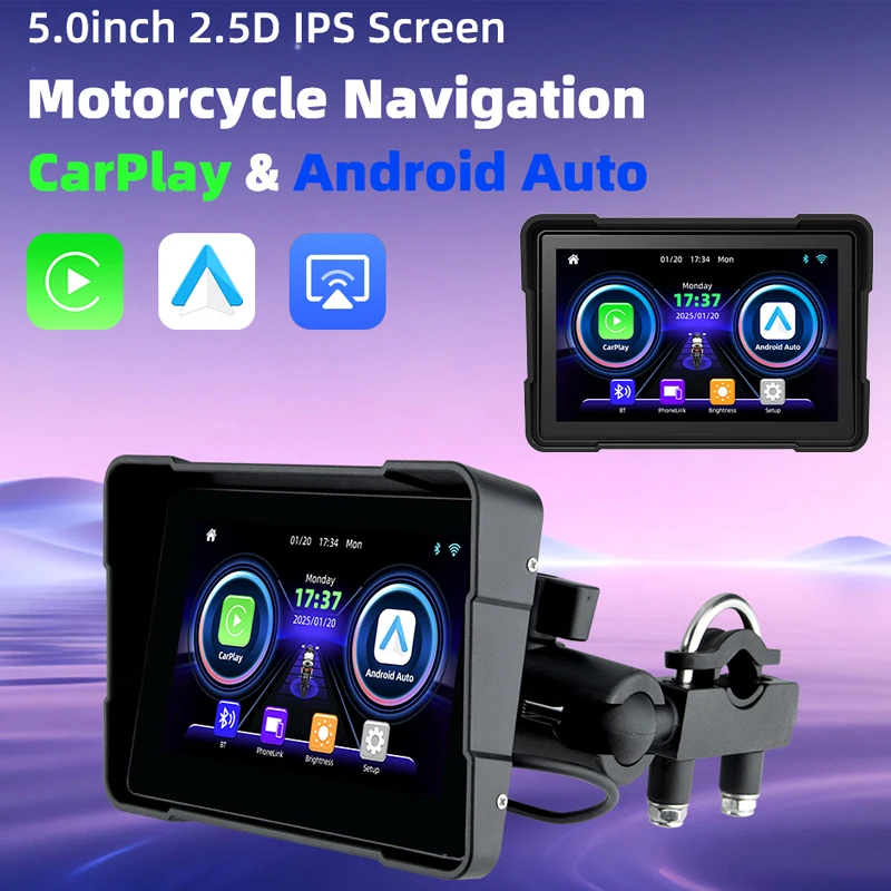 Carplay Display Touch Screen Portable Motorcycle Android Auto IP67 Waterproof Motorcycle GPS Navigation Wireless Carplay