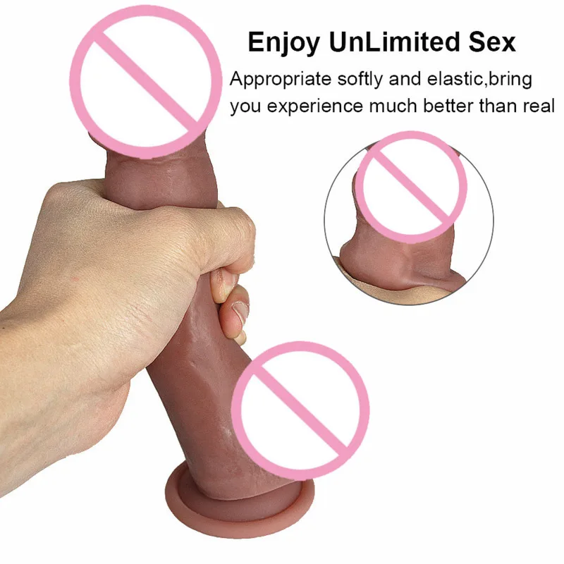 Simulation Dildo True Muscle Penis Liquid Silicone Female With Suction Cups  Masturbation Adult Safer Sex Toys for Woman Sextoys