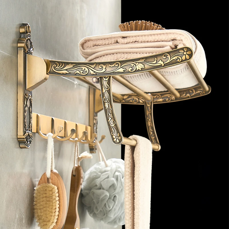 Antique Bathroom Hardware Set Wall-mounted TowelBrush Rack Hair Dryer Rack Soap Dish Shower Corner  Accessories