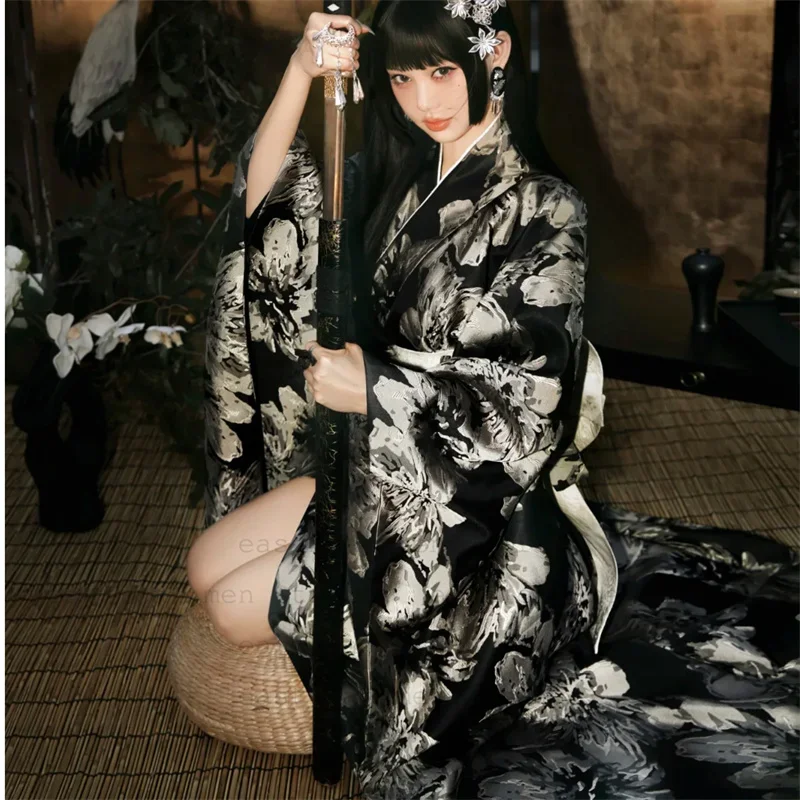 القوطية الظلام كيمونو Jigoku Shoujo Enma Ai فستان خادمة المرأة انمي ياباني تأثيري ازياء كيمونو RobeYukata الزي الرسمي #2