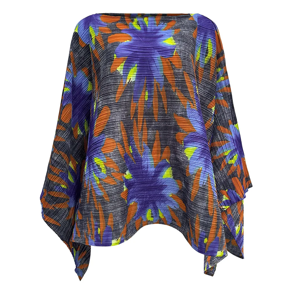 

Miyake Высококачественная нишевая дизайнерская плиссированная женская футболка, модный топ с круглым вырезом, летняя новая повседневная свободная одежда нестандартной формы