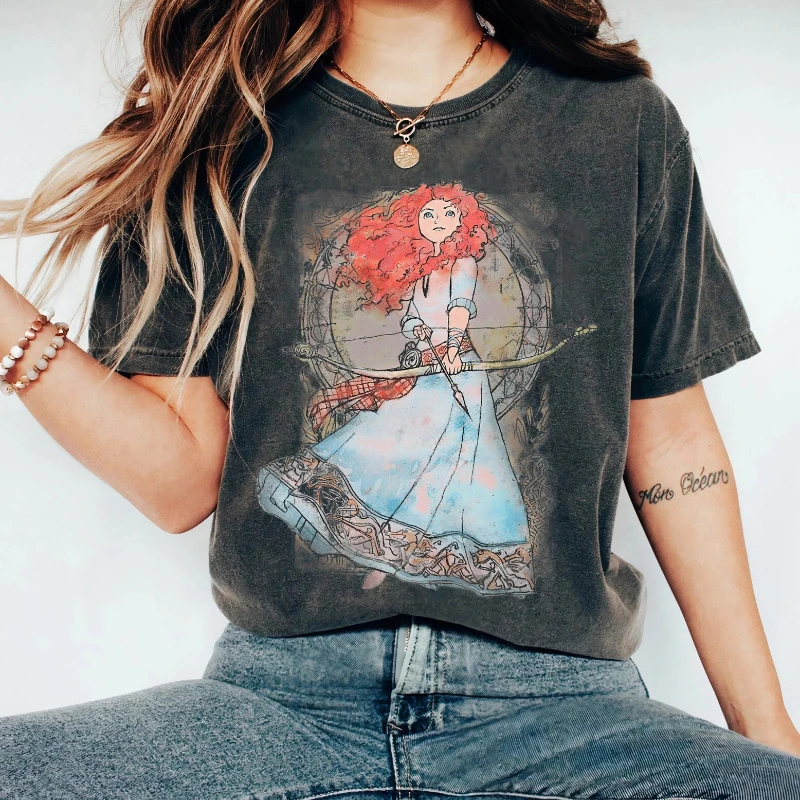 ملابس ديزني الشجاعة ميريدا المائية بنمط جديد للسيدات من القطن الخالص ملابس صيفية غير رسمية للرجال والنساء #1