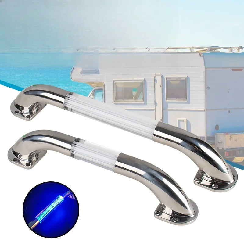 LED RV Grab Handle, Yacht Illuminated Handrail, 12V Luminous Acrylic Crystal Bar, for Camper Motorhome Boat Marine, Entry Assist