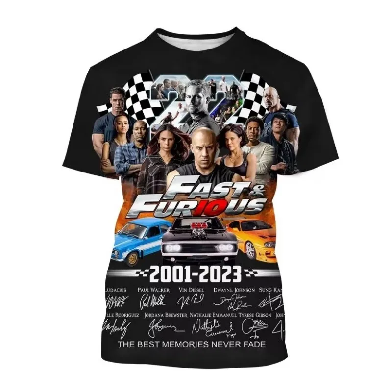 Fashion Casual Men's Clothing Cool Style The Fast and Furious 3D Print T-shirt Hip-hop Harajuku Street Round Neck Short Sleeve