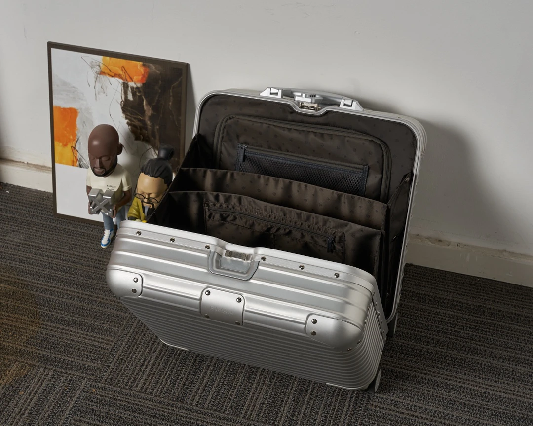 กระเป๋าเดินทางแบบถือขึ้นเครื่อง กระเป๋าเดินทางคลาสธุรกิจขนาดกะทัดรัด 16 นิ้ว กระเป๋าเดินทางแบบมีล้อเลื่อนทำจากอลูมิเนียม-แมกนีเซียมอัลลอยด์สำหรับการเดินทางระยะสั้น