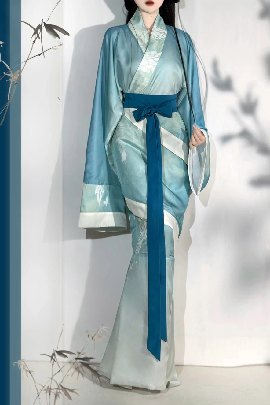 

Женское традиционное китайское платье Ханьфу, винтажный костюм Ханьфу для женщин, костюм для ролевых игр на Хэллоуин, Ханьфу с принтом, комплект из 3 предметов, большие размеры