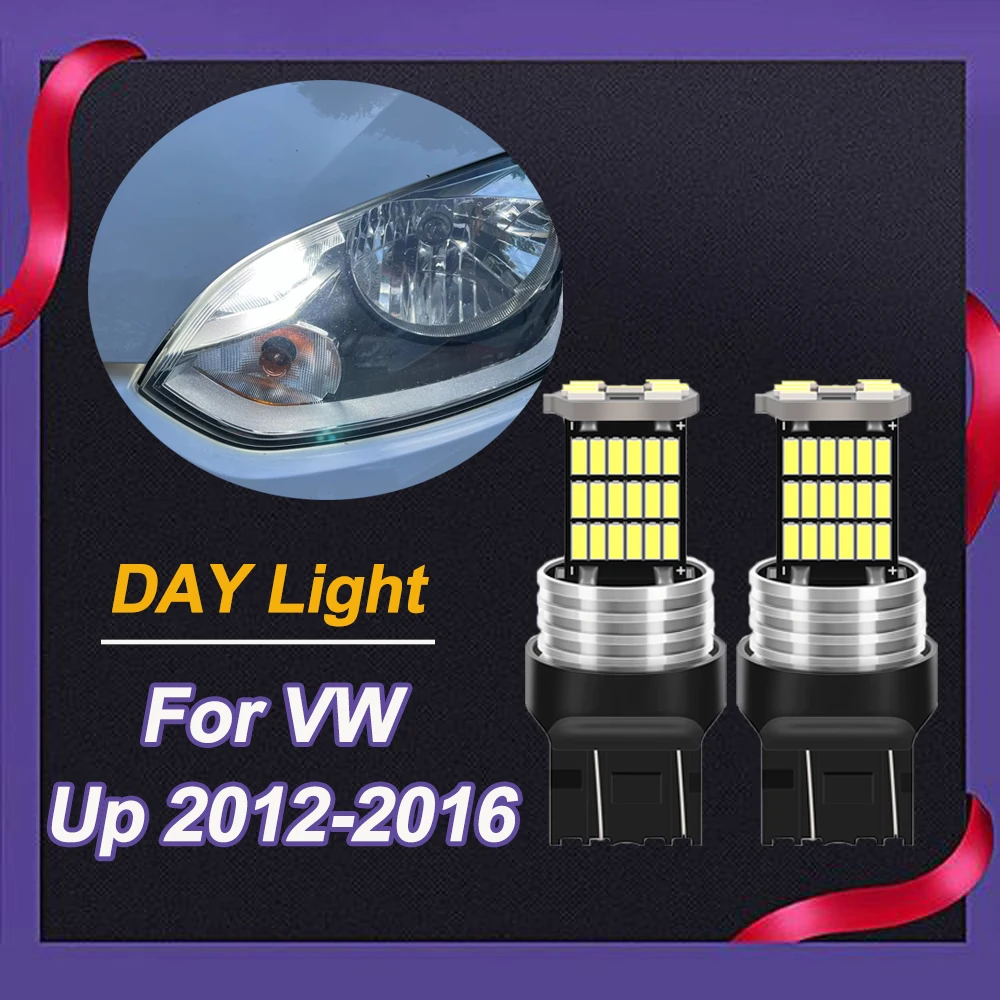 2pcs LED Daytime Running Light DRL Bulb Canbus W21/5W 7443 T20 For  VW Up 2012 2013 2014 2015 2016