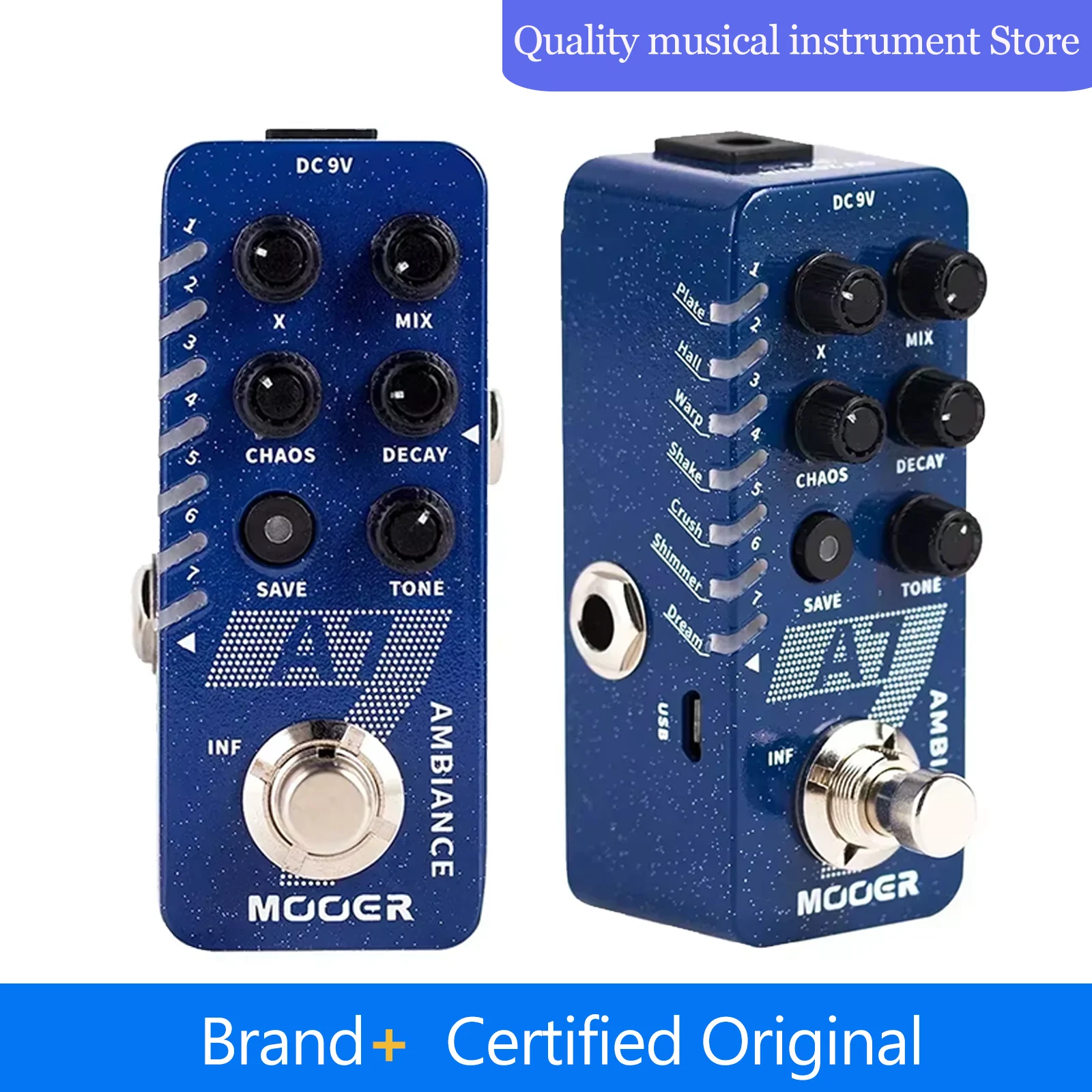 

MOOER Ambiance Reverb гитарная педаль эффектов, буфер обход, встроенная педаль реверберации 7, педаль с функцией бесконечной трапы, детали гитары