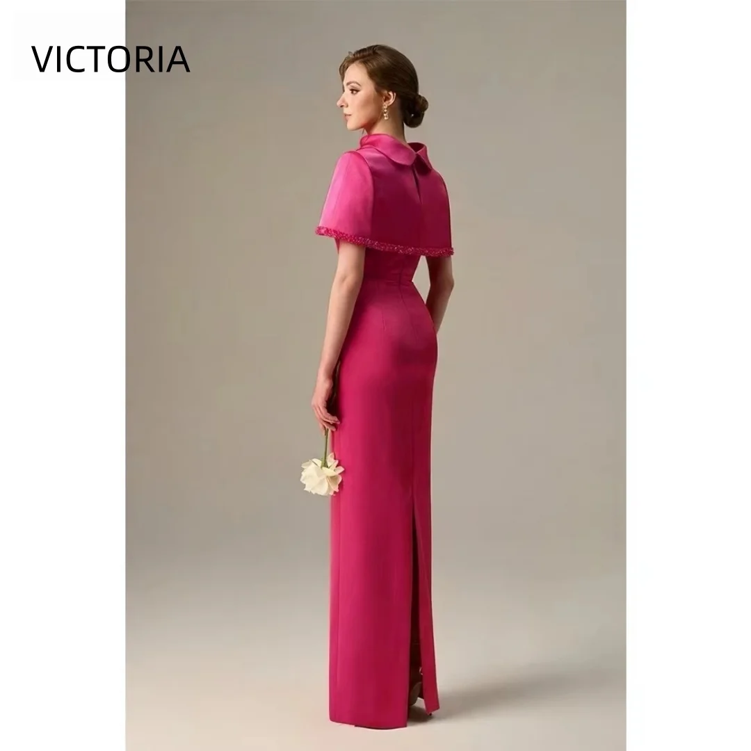 Elegant Jewel Column Floor Length  Women's Wedding Party Attire Vertically Zip-back  Stole Mother Of The Bride Dresses  Custom