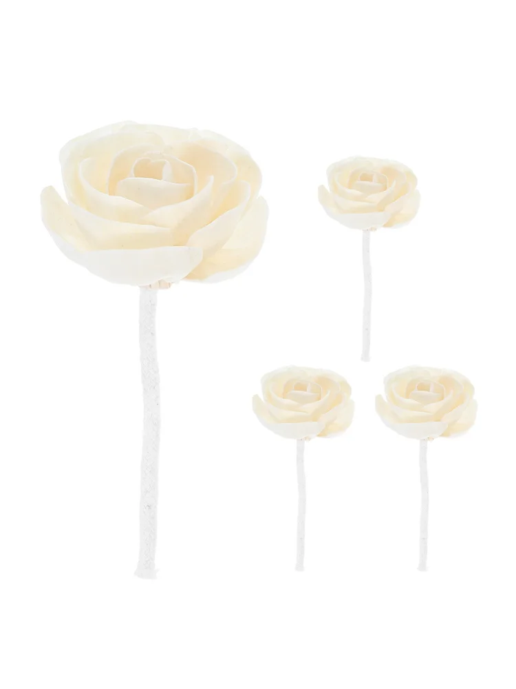 Diffuseur de fleurs sans flamme, bâtons d'huile essentielle d'aromathérapie, fausses fleurs réalistes, mèche en corde de coton, parfum de maison, 4 pièces