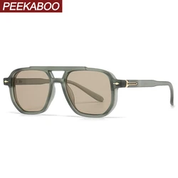 Peekaboo brown green retro sun glasses for women uv400 summer style square frame sunglasses for men unisex 2024 dropshipping
