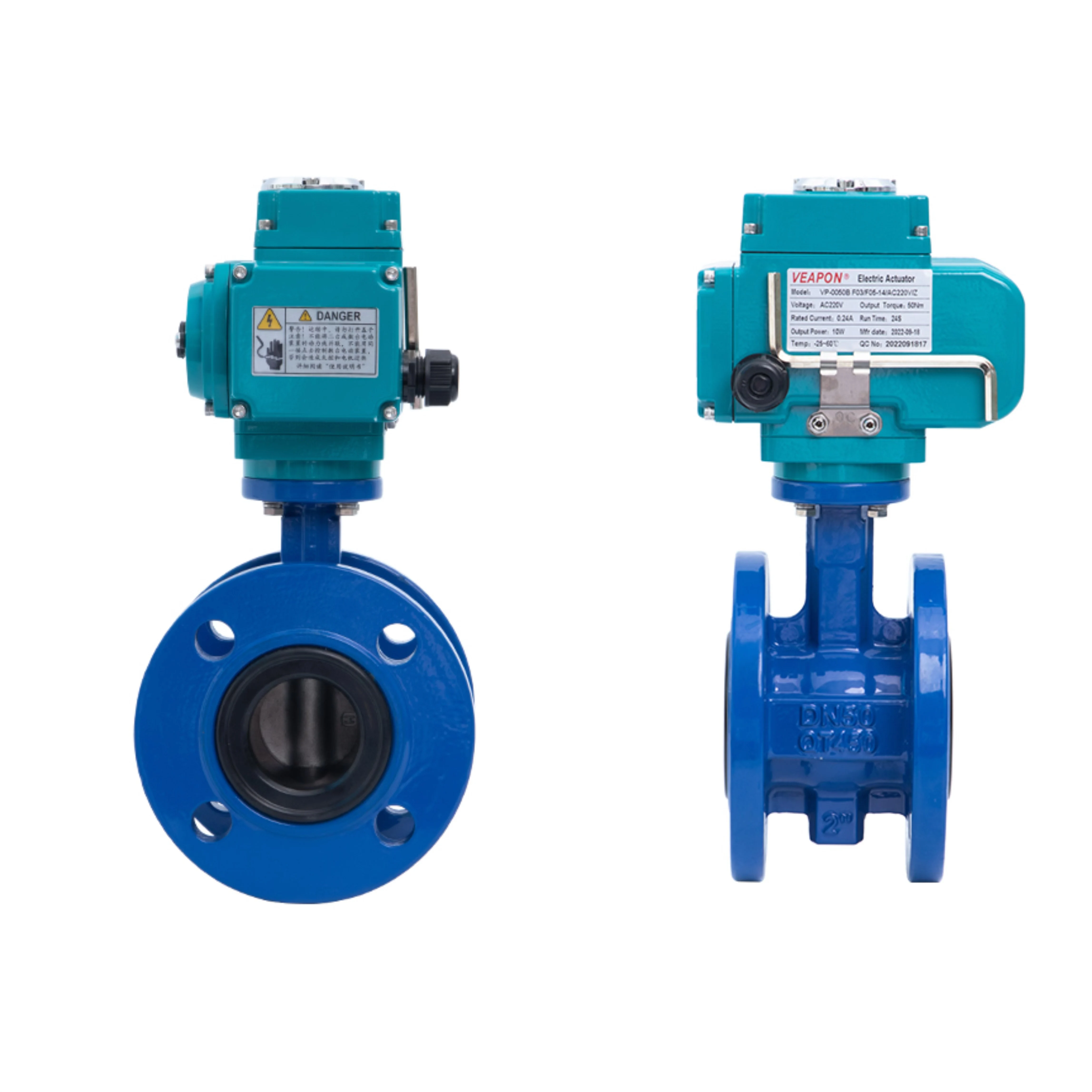 Electric Actuator ON/OFF Or 4-20mA (0-10V) Electric Butterfly Valve For Water Pool Pn10/16 12 Inch DN300