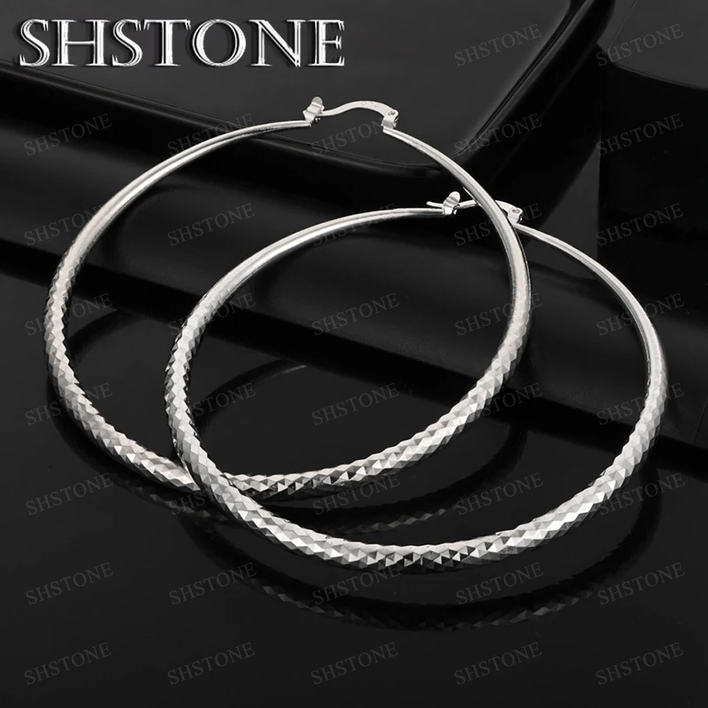 

70MM Round Earrings 925 Sterling Silver Earring For Men Women Silver Luxury Jewelry Gifts Party Accessories Earring