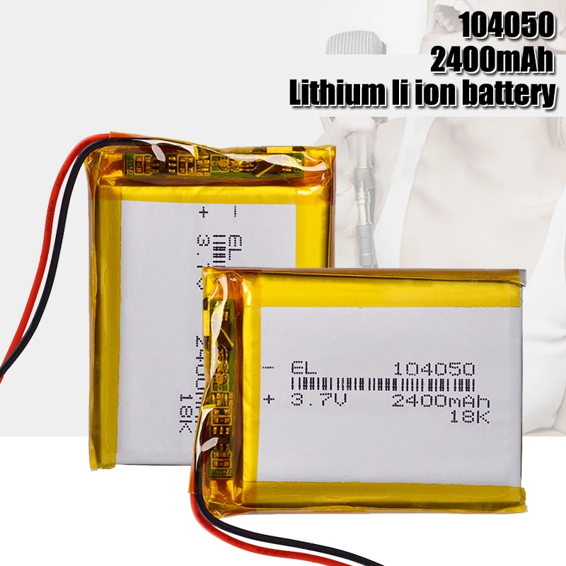 Rechargeable 3.7V 2400mAh Li-Po Battery 104050 Lithium Polymer Battery Li-Po li ion Lipo cells For GPS MP3 MP4 Driving Recorder