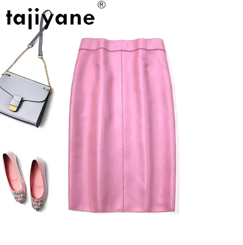 Imagen 2 del producto Tajiyane 2024 faldas de mujer Falda Midi de piel de oveja auténtica falda de cuero genuino estilo coreano ropa de mujer Jupes TN2212