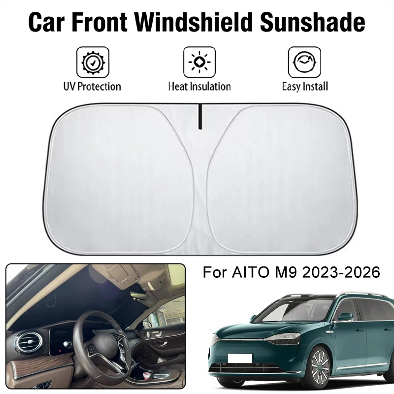 

Car Front Windshield Sunshade Cover For AITO M9 2023-2026 UV Block Heat Insulation Auto Interior Sun Protection Accessories