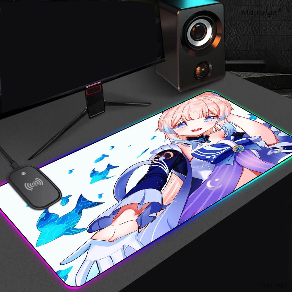 Genshin Impact Wireless Charging Mouse Pad Sangonomiya Kokomi Desk Mat Office Accessories Padding Carpet Extended Pad Gamer