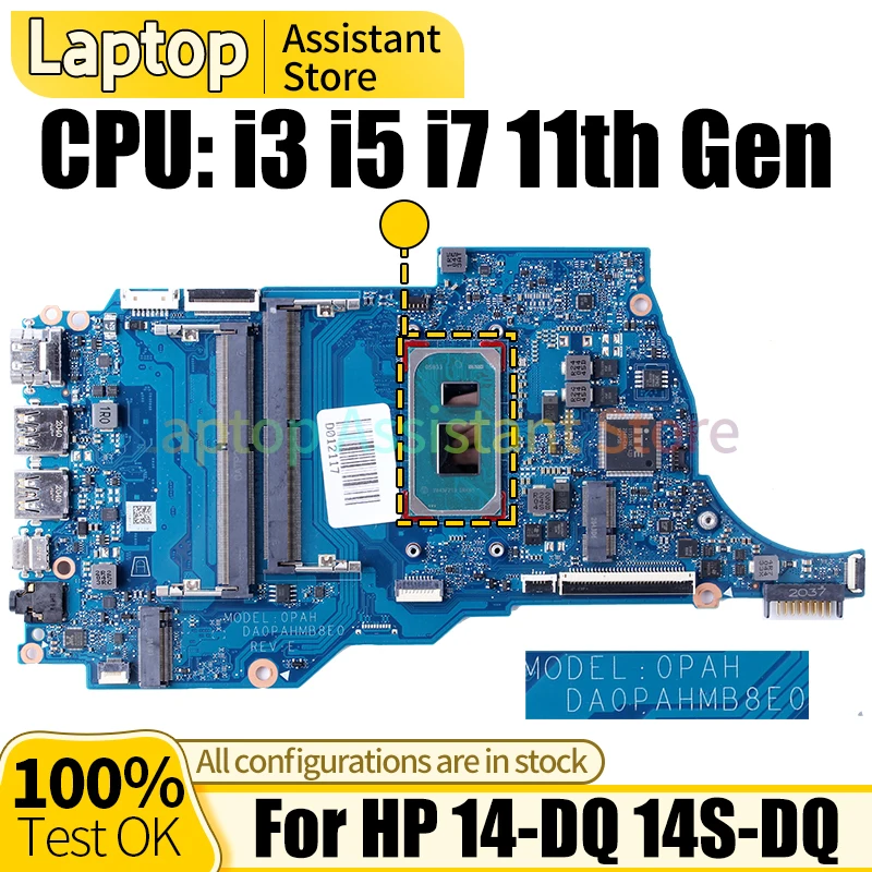 

For HP 14-DQ 14S-DQ Laptop Mainboard DA0PAHMB8E0 M20693-601 M20689-601 i3 i5 i7 11th Gen Notebook Motherboard