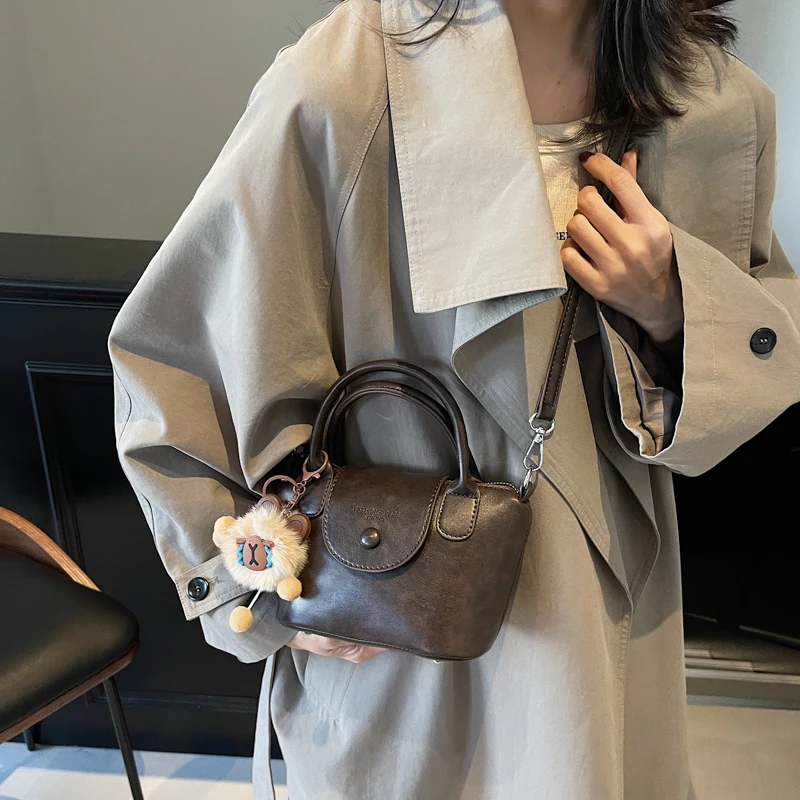 Fashion Retro Trend New PU Leather Single Shoulder Crossbody Bag Simple Casual Versatile Commuting Storage Bags 5