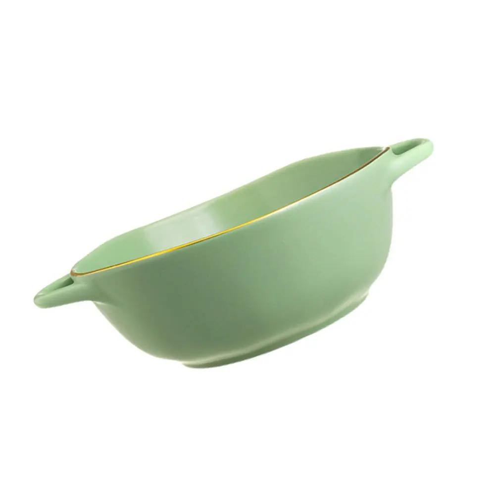

Double Handle Baking Bowl Ceramic Oven Safe Heat Resistant Steaming Dish Dishwasher Microwave Safe Kitchen Salad Soup Serving