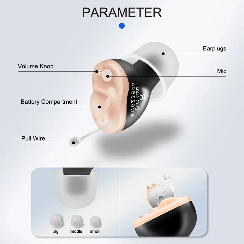 CIC Hearing aids Digital hearing aid for elderly invisible Sound Amplifier Battery A10 For Seniors audifono sordera profesional