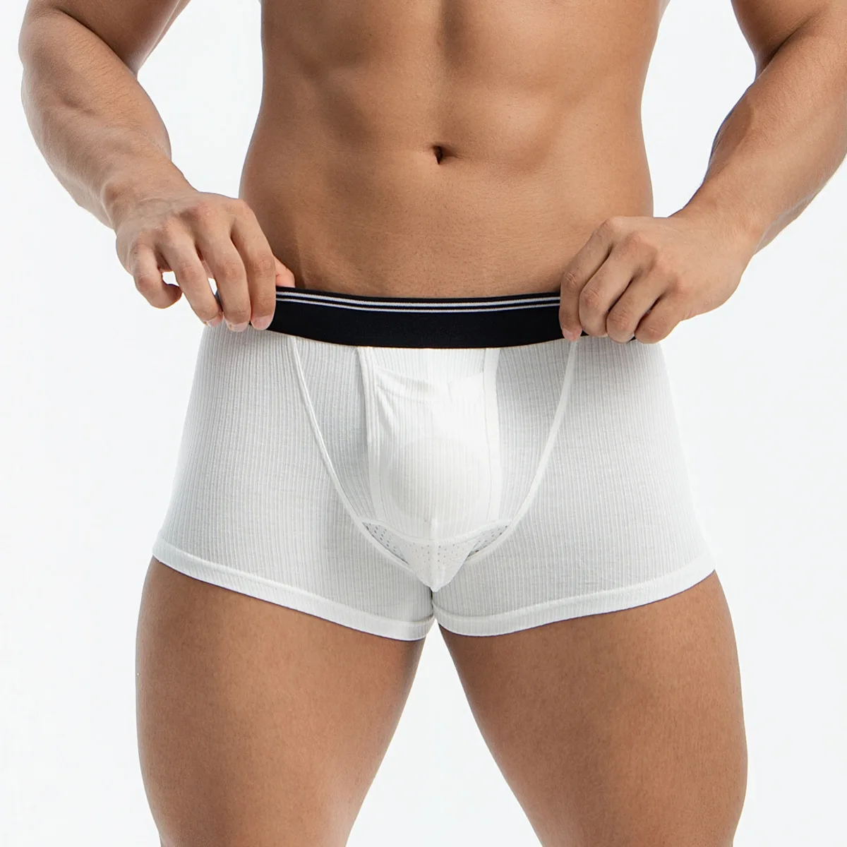 Men Personality Breathable Boxer Shorts Scrotum Care Capsule Panties Separation Penis Pouch Sexy Underwear Soft Underpants Cueca