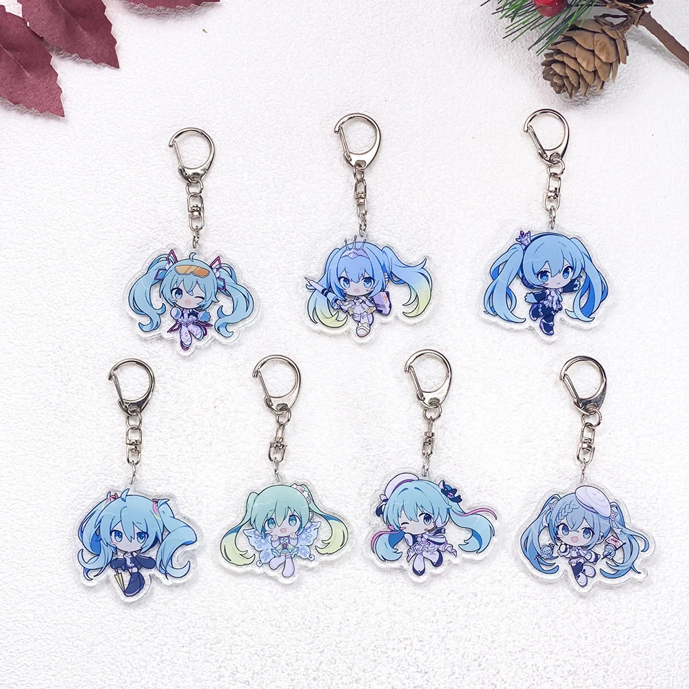 7 Stück Anime-Charaktere Hatsune Miku Auto-Schlüsselanhänger Zubehör Acryl Niedliche Anhänger für Taschen Schlüsselhalter Rucksack-Dekoration