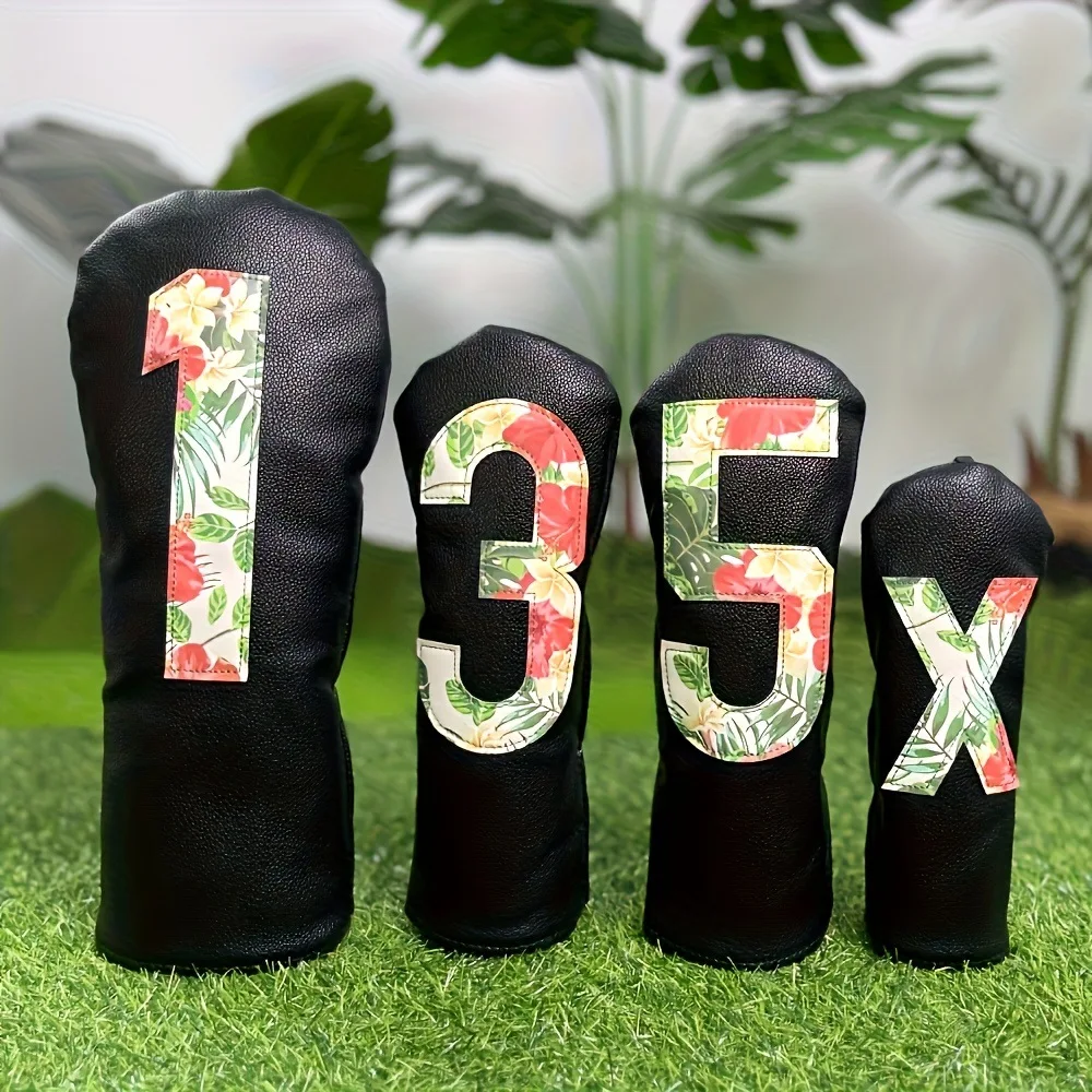 Golf Club Covers, Leather, Numbered, Driver, Fairway Wood, UT Hybrid, Head Covers, Set, Waterproof, Durable