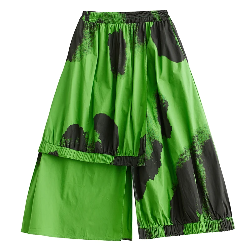 กระโปรงทรงเอเอวสูงพิมพ์ลายย้อมสีแบบหลวมสไตล์ใหม่สำหรับฤดูใบไม้ผลิ  ทรงเอไลน์  ใส่ได้หลากหลาย  แฟชั่น  สำหรับผู้หญิง  ใส่ลำลอง