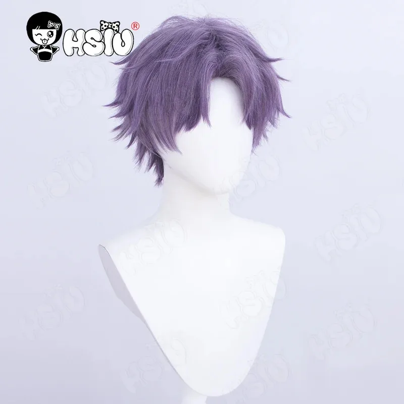 Rafayel Cosplay Wig Game Love and deepspace Cosplay Wig HSIU 30cm gray fuchsia short hair Heat Resistant Synthetic Wig+Wig cap