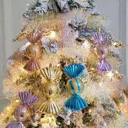 3Pcs/Box Christmas Candy Ball Ornament Pink Red Candy Shapes Xmas Tree Hanging Pendant Home Party Christmas Decor New Year Gift