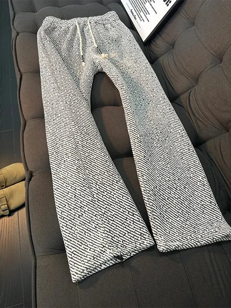 

Men's Casual Striped Knitted Pants Autumn Faion Brand American Sle Loose Fit Comfortable Soft Straight Leg Trousers