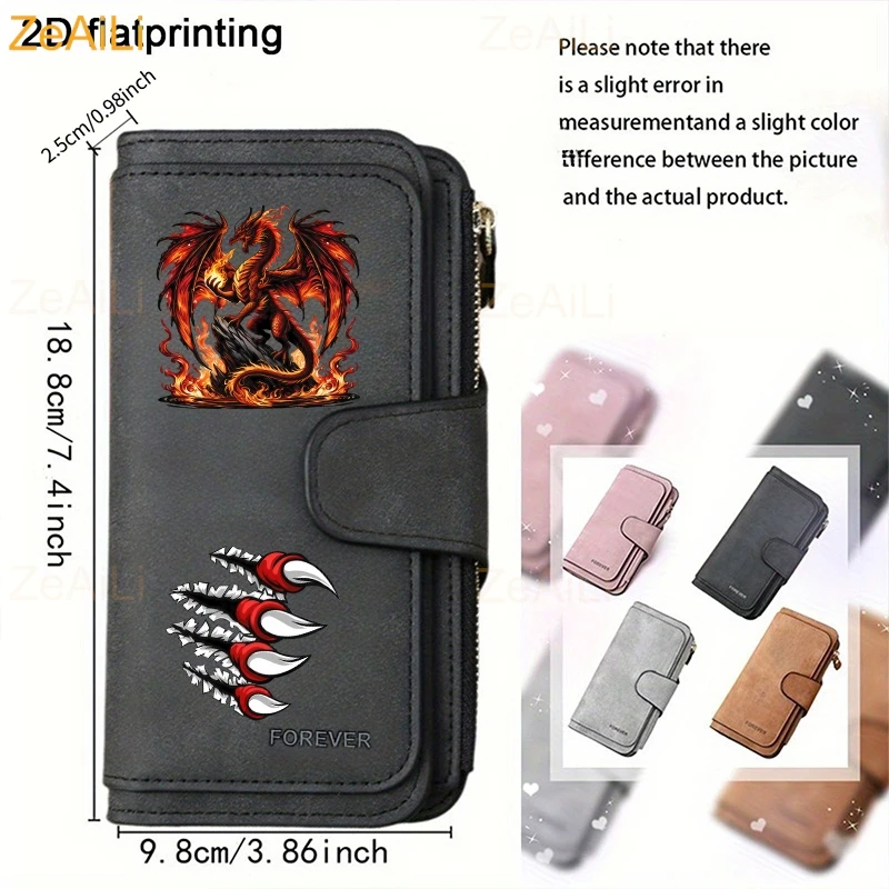 Fiery Red Dragon Dynamic Flame Paw Herren Damen Geldbörse mit langem Reißverschluss, Schnallenhandtaschen, Münzgeldbörse, Multi-Kartenhalter, Tasche mit großem Fassungsvermögen – Detail 2