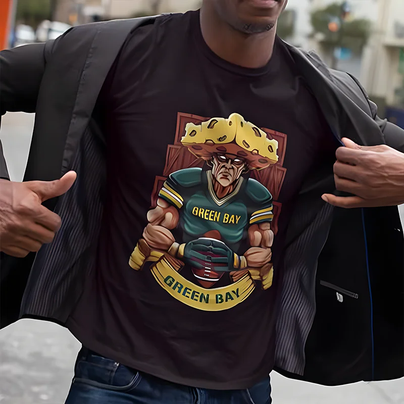 

Green Bay Football Men's T-Shirt Hip Men Graphic Tee Vintage Streetwear Oversized Casual Cotton Comfort Unisex Tee Shirt
