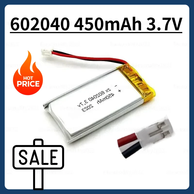 3.7V 450mAh 602040 Lithium Polymer Li-ion Rechargeable Battery for GPS MP3 MP4 MP5 Car DVR Tachograph Headphone Li-po Ion Cells