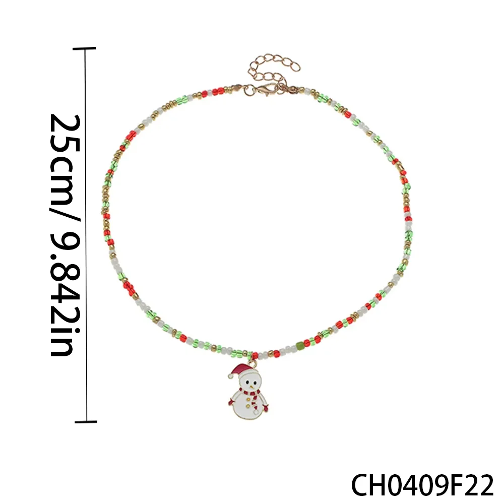 

PESENAR Christmas-Themed Rice Bead Necklace - Green, Red & White Beads for Festive Layering