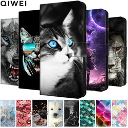 Leather Flip Case For Samsung Galaxy A25 5G Phone Cover Wallet Painted Book Funda Cat Wolf Bag for Galaxy A15 4G 5G A03s A24 S10