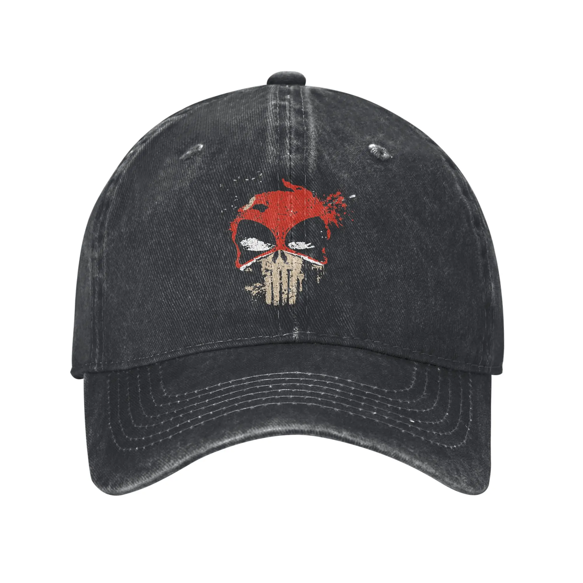 Punisher Punishment Deadpool Baseballkappe, klassische, verwaschene Sonnenkappe, Unisex, für den Außenbereich, Sommer, verstellbare Passform, Mütze