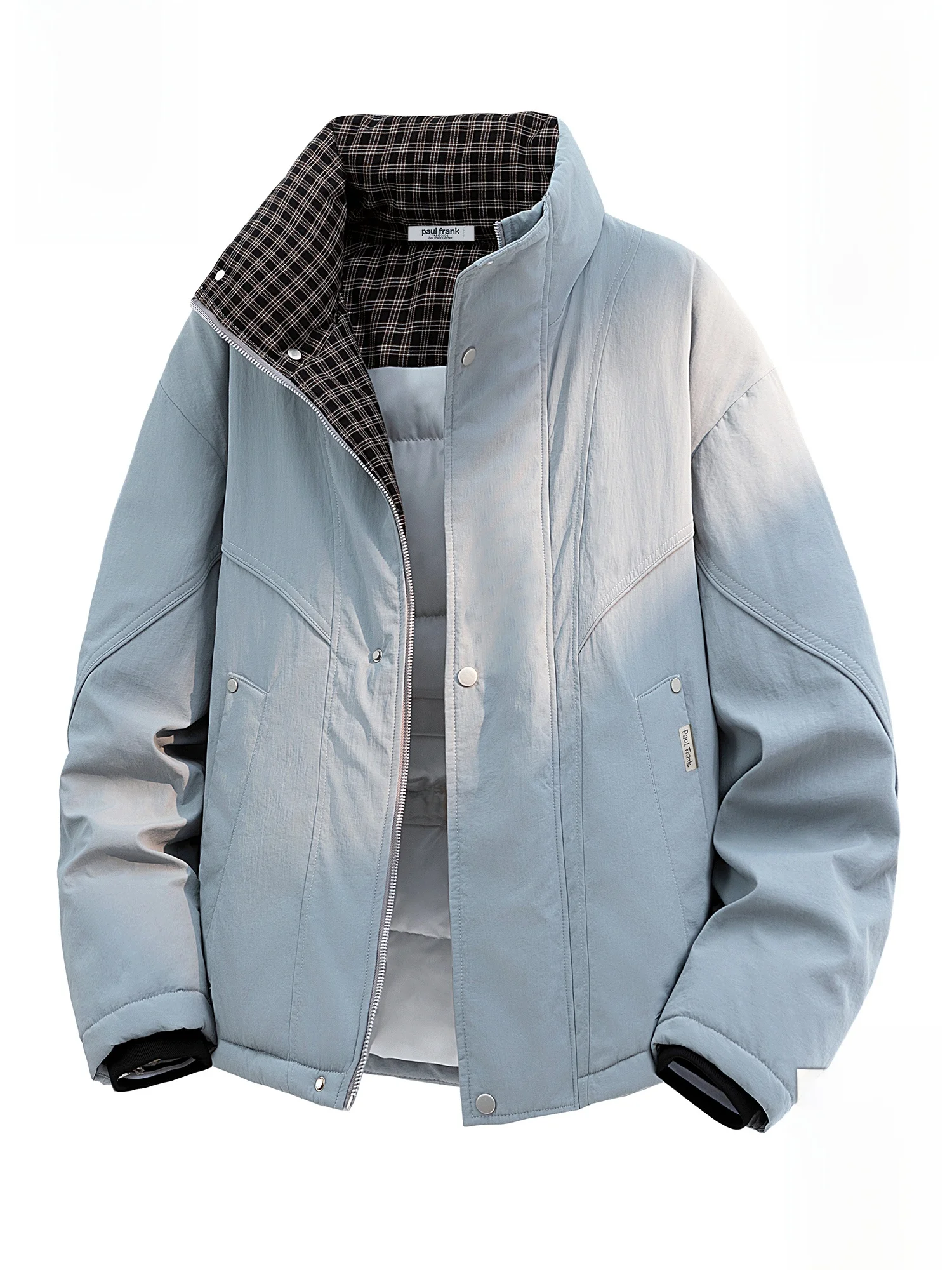 

Зимняя термокуртка Paul Frank из хлопка для мужчин, в клетку, с цветными вставками, с принтом обезьяны, для пар, теплая верхняя одежда с защитой от холода