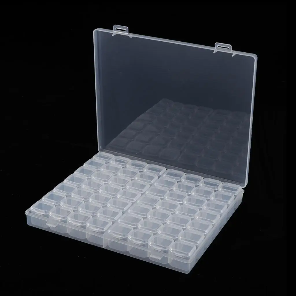 Cajas de almacenamiento transparentes de 56 rejillas, Mini cajas de artículos para joyería, cuentas de Arte de uñas, píldoras